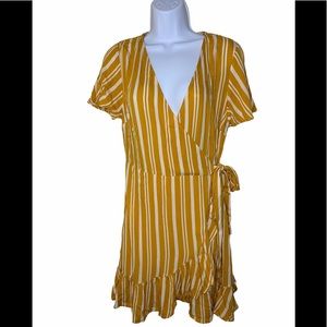 Women's Xhilaration Striped V-Neck Wrap Mini Dress